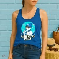 Frosty Vibes 67 Snowman Six Seven Meme Funny Women's Tank Top thumb 2