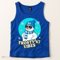 Frosty Vibes 67 Snowman Six Seven Meme Funny Tank Top thumb 2