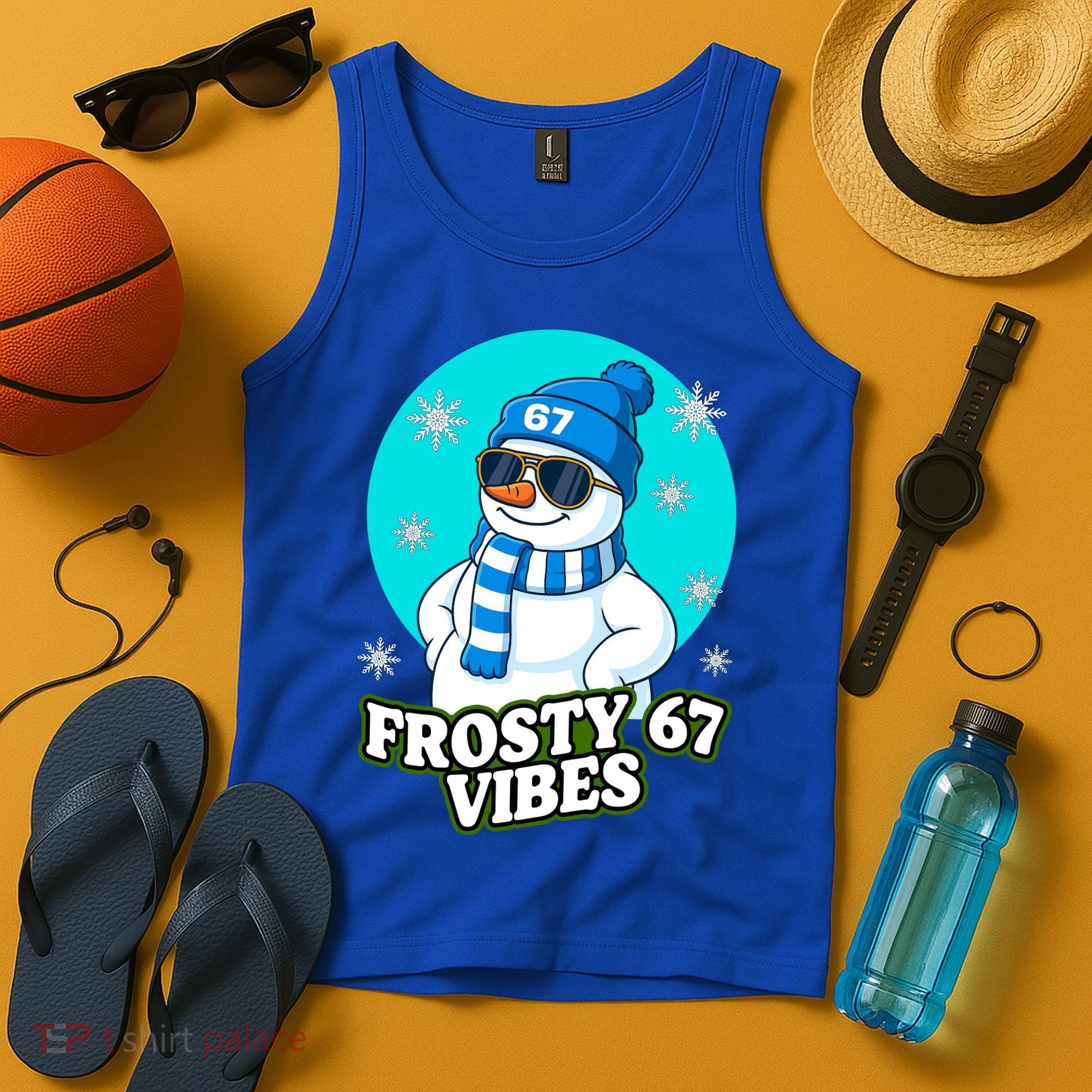 Frosty Vibes 67 Snowman Six Seven Meme Funny Tank Top