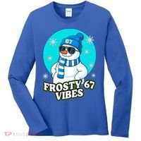 Frosty Vibes 67 Snowman Six Seven Meme Funny Women's Long Sleeve Shirt thumb 0