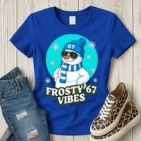 Frosty Vibes 67 Snowman Six Seven Meme Funny Women's T-Shirt thumb 3