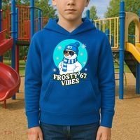 Frosty Vibes 67 Snowman Six Seven Meme Funny Kids Hoodie thumb 2
