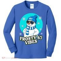 Frosty Vibes 67 Snowman Six Seven Meme Funny Kids Long Sleeve Shirt thumb 0