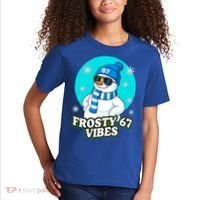 Frosty Vibes 67 Snowman Six Seven Meme Funny Kids T-Shirt thumb 2