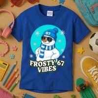 Frosty Vibes 67 Snowman Six Seven Meme Funny Kids T-Shirt thumb 3