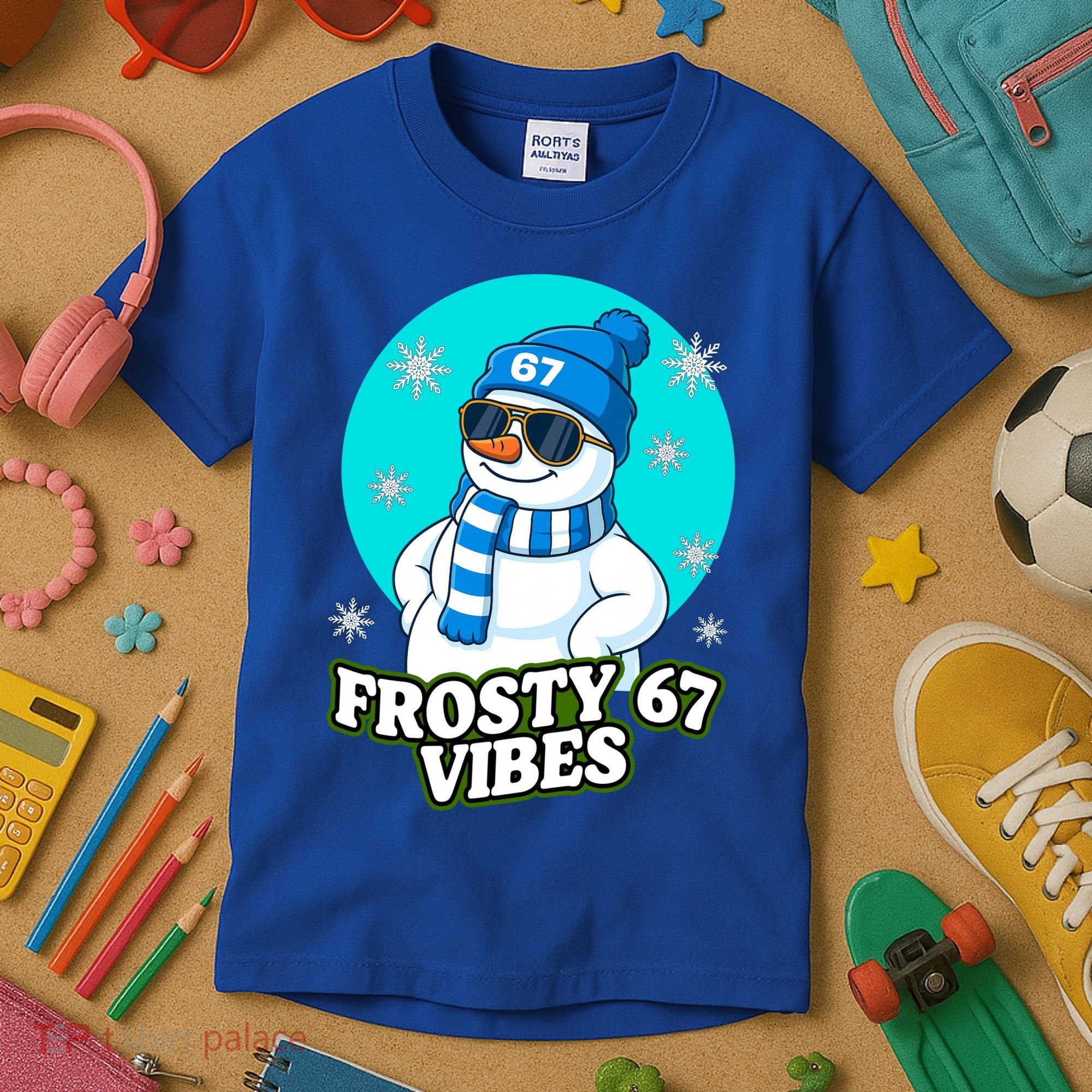 Frosty Vibes 67 Snowman Six Seven Meme Funny Kids T-Shirt
