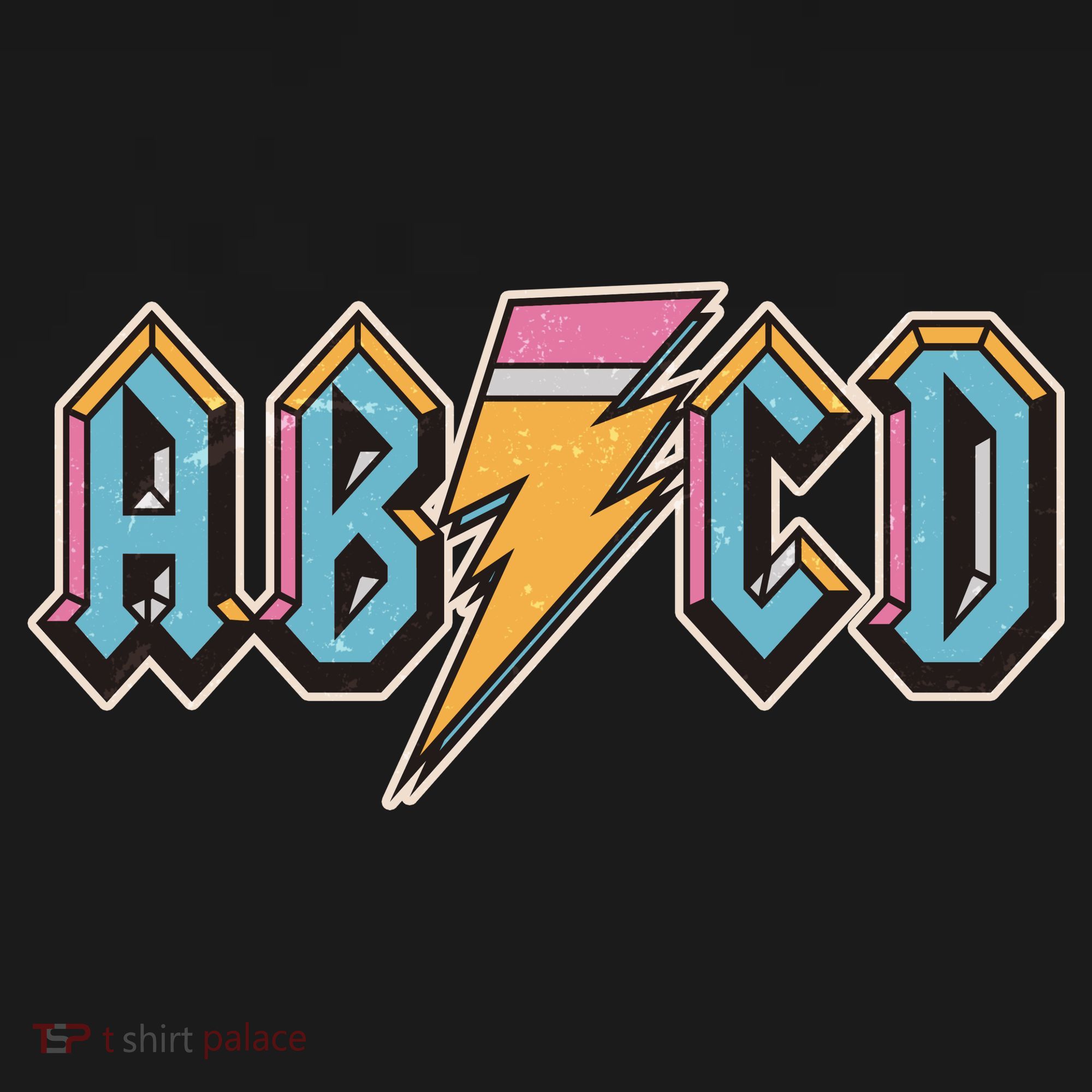 Funny Vintage ABCD Rock Logo T-Shirt