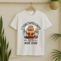 Funny Vintage A Clean Beaver Always Gets More Wood T-Shirt thumb 2