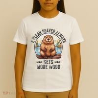 Funny Vintage A Clean Beaver Always Gets More Wood T-Shirt thumb 4