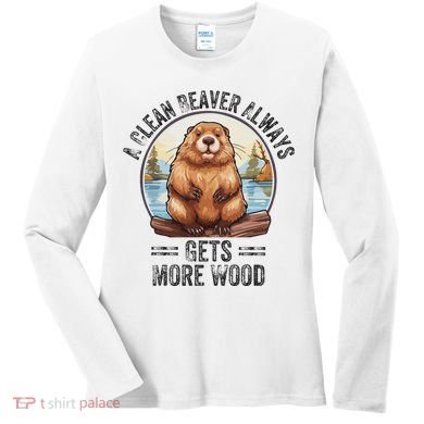 Funny Vintage A Clean Beaver Always Gets More Wood Women's Long Sleeve Shirt