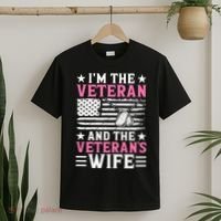 Female Veteran And VeteranS Wife Wo Veteran Mom Grandma T-Shirt thumb 2