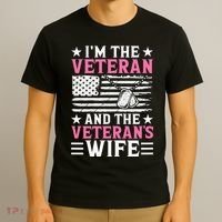 Female Veteran And VeteranS Wife Wo Veteran Mom Grandma T-Shirt thumb 3