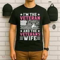 Female Veteran And VeteranS Wife Wo Veteran Mom Grandma T-Shirt thumb 6
