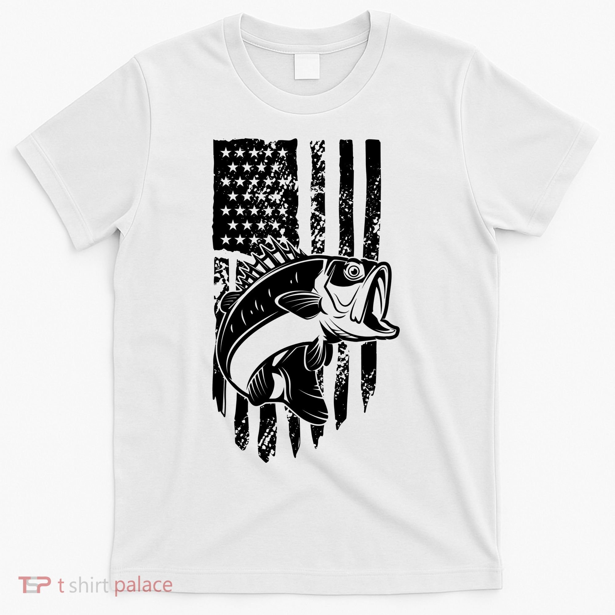 Fishing Vintage American Flag T-Shirt