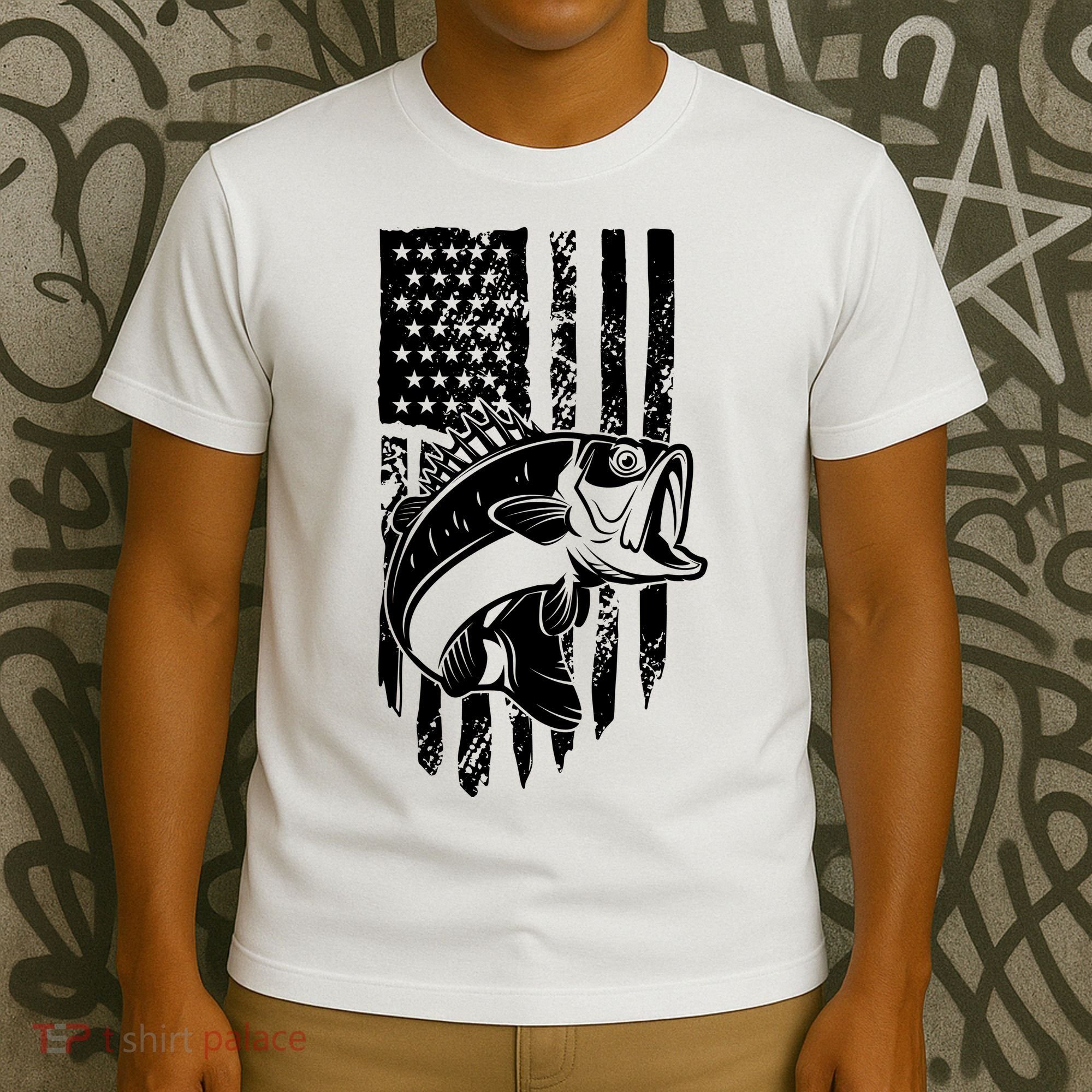 Fishing Vintage American Flag T-Shirt