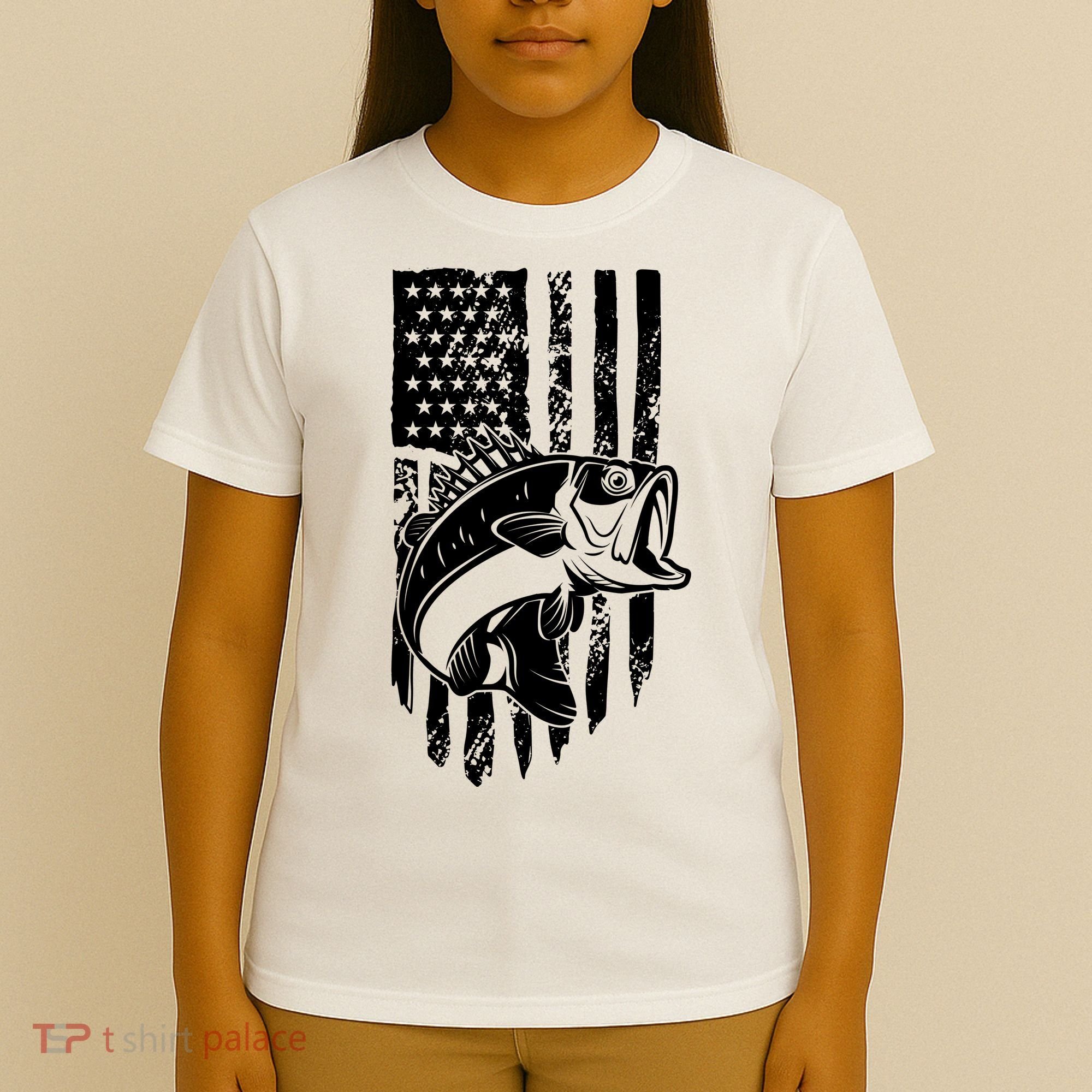 Fishing Vintage American Flag T-Shirt