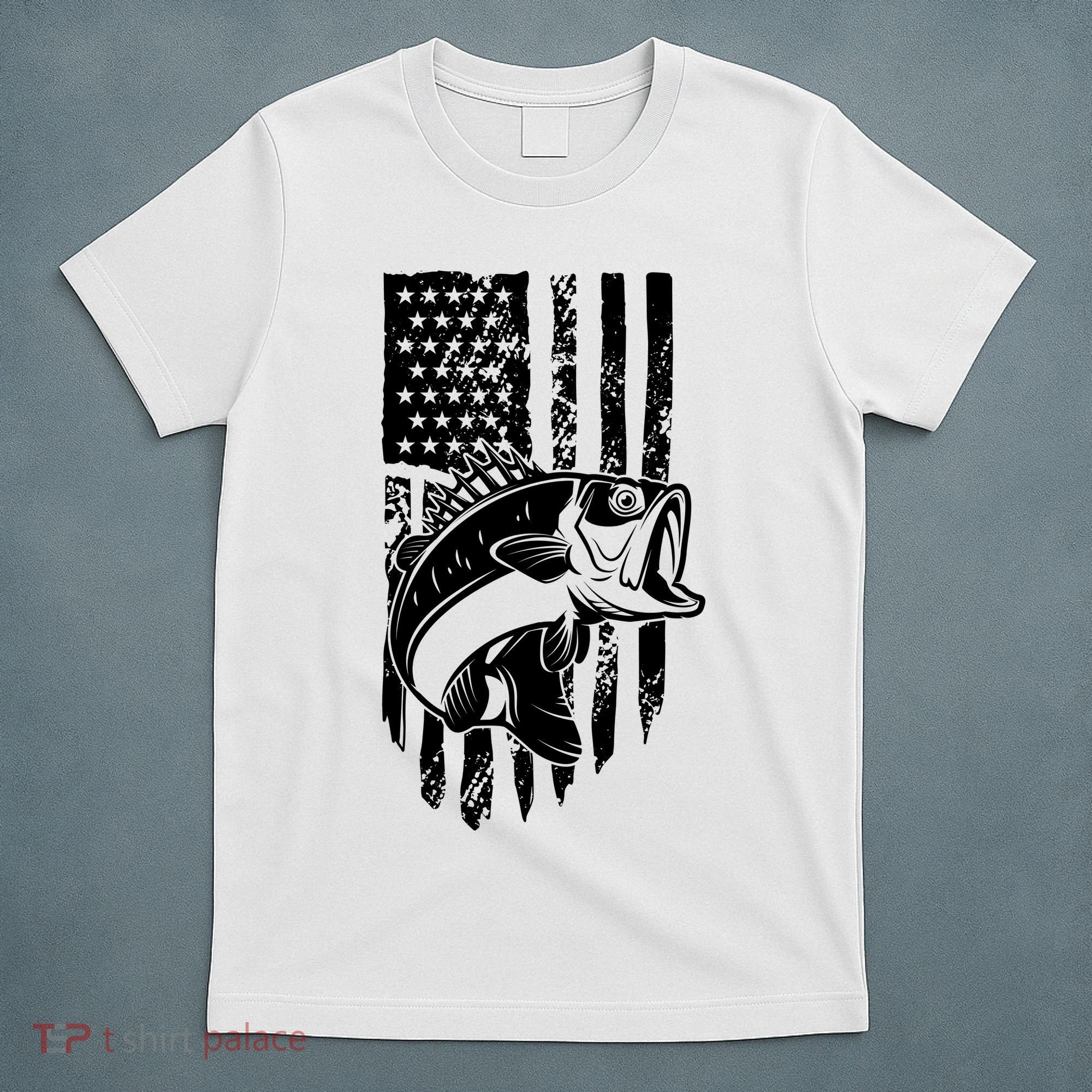 Fishing Vintage American Flag T-Shirt