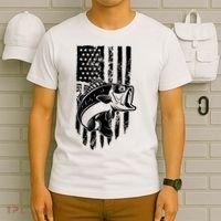 Fishing Vintage American Flag T-Shirt thumb 6