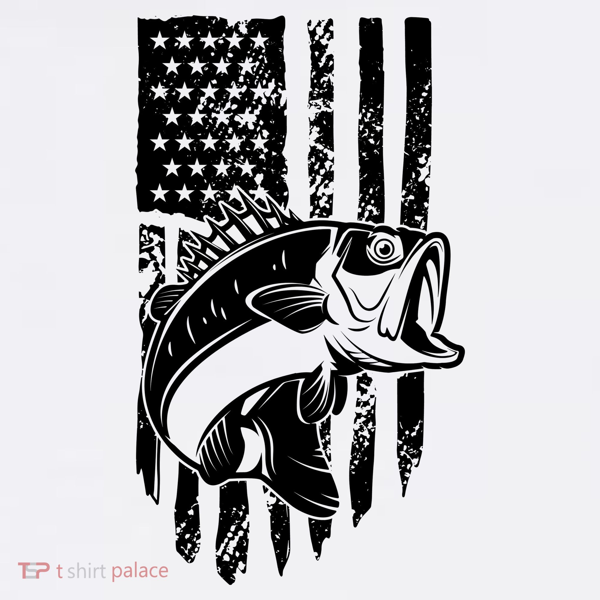 Fishing Vintage American Flag T-Shirt