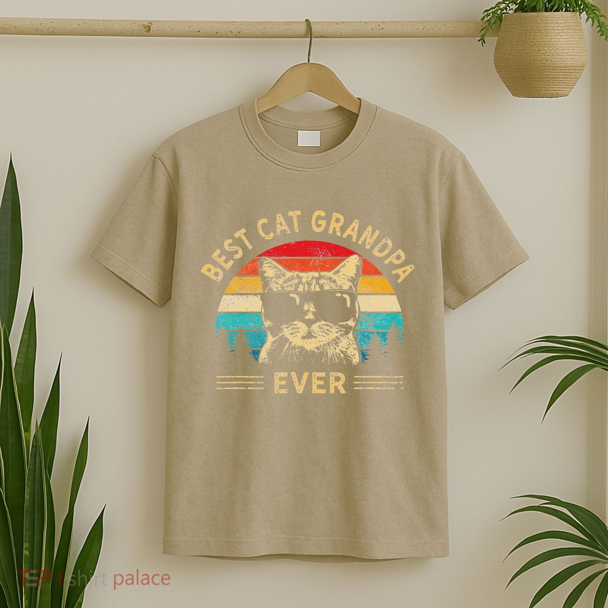 Funny Vintage Best Cat Grandpa Ever Funny Fathers Day T-Shirt