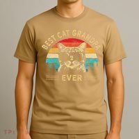 Funny Vintage Best Cat Grandpa Ever Funny Fathers Day T-Shirt thumb 3