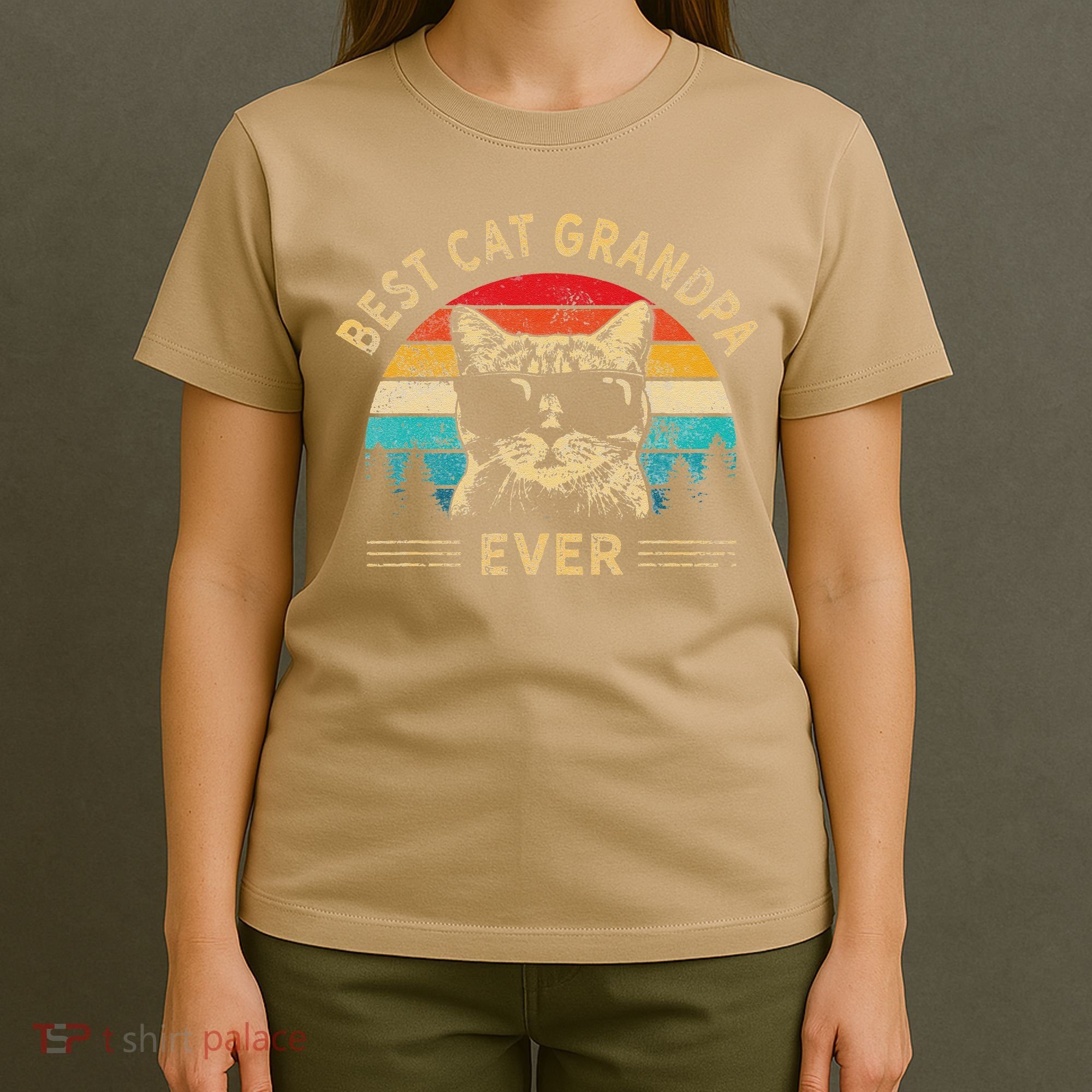 Funny Vintage Best Cat Grandpa Ever Funny Fathers Day T-Shirt