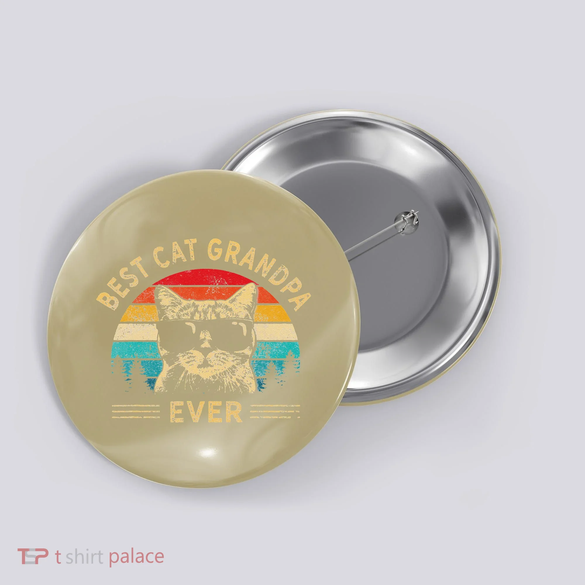 Funny Vintage Best Cat Grandpa Ever Funny Fathers Day Button