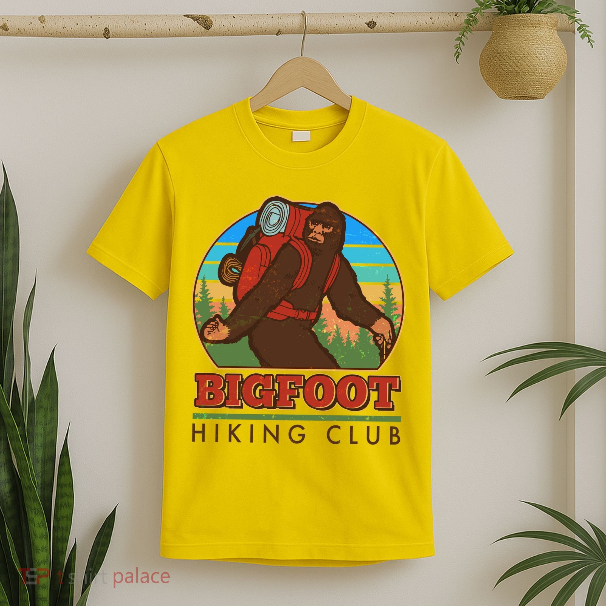 Funny Vintage Bigfoot Hiking Club T-Shirt