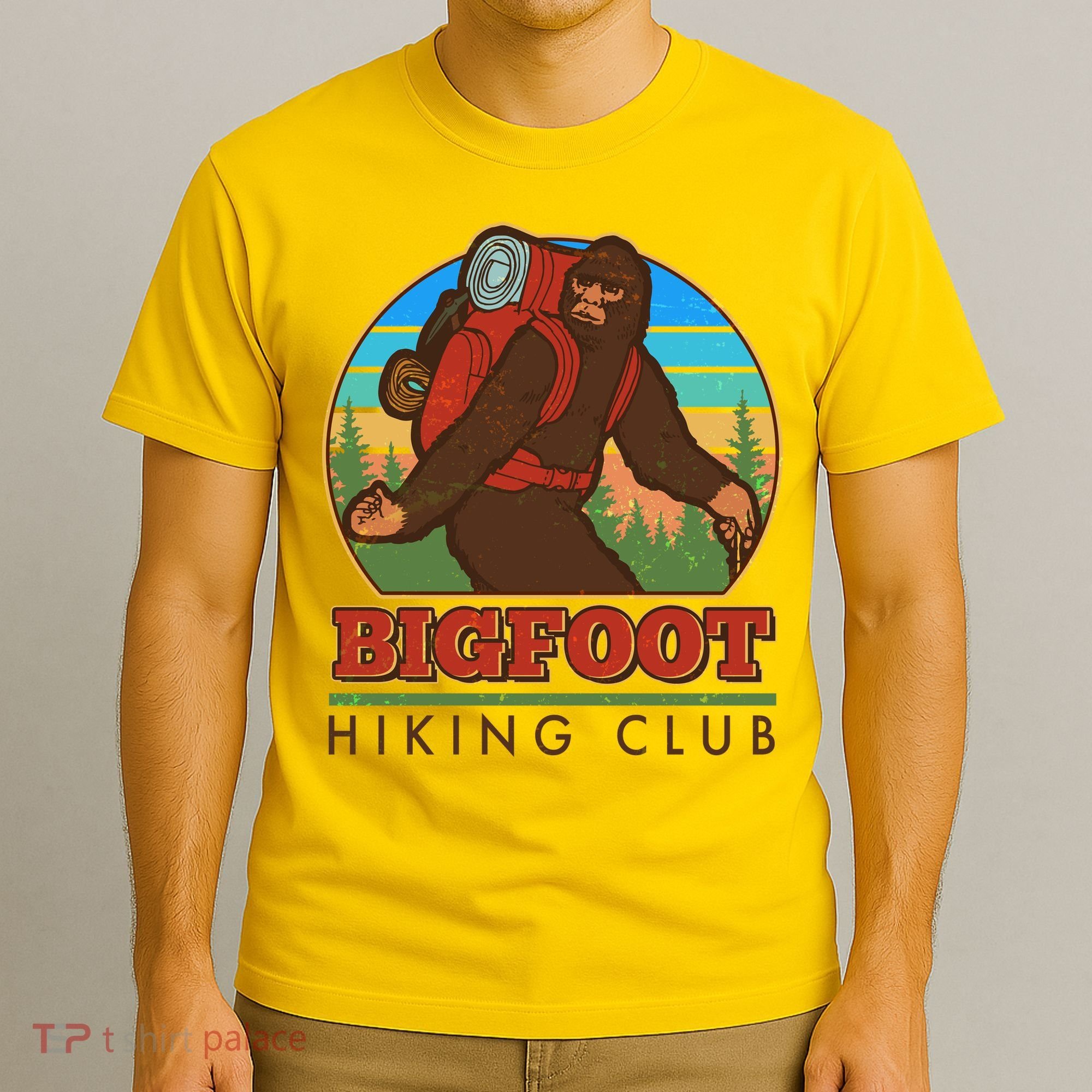 Funny Vintage Bigfoot Hiking Club T-Shirt