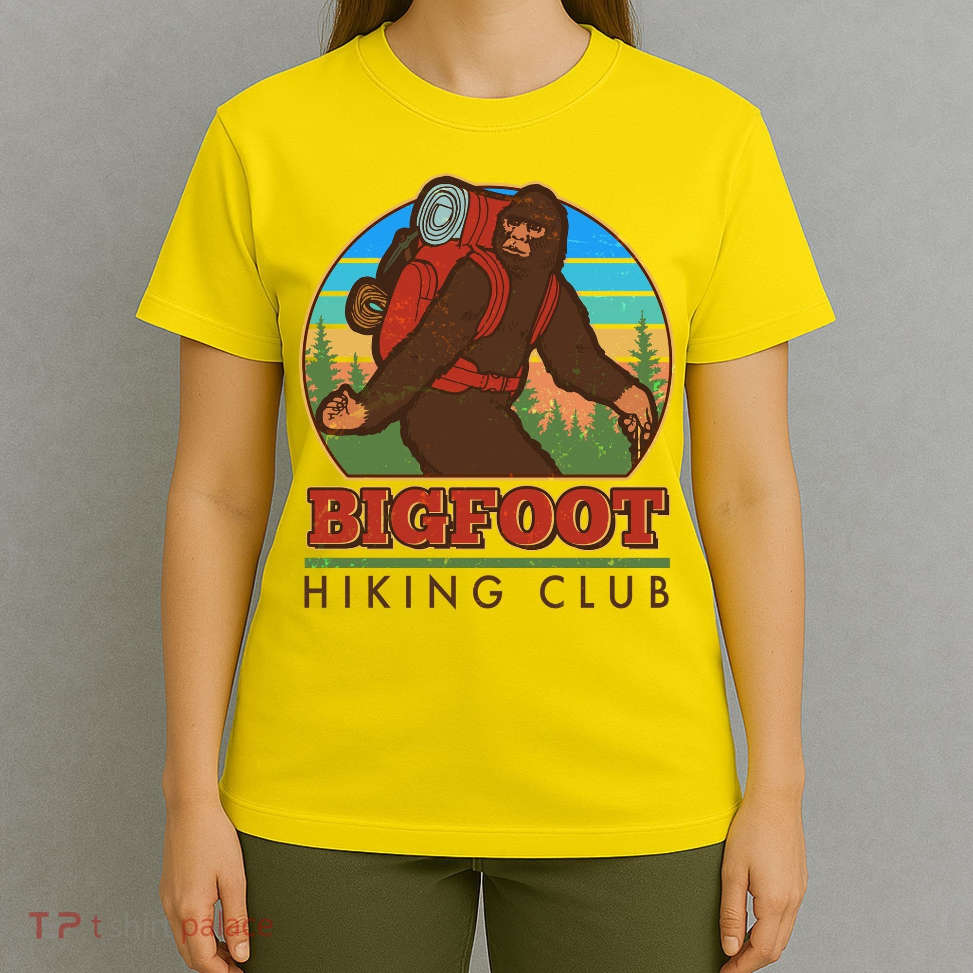 Funny Vintage Bigfoot Hiking Club T-Shirt