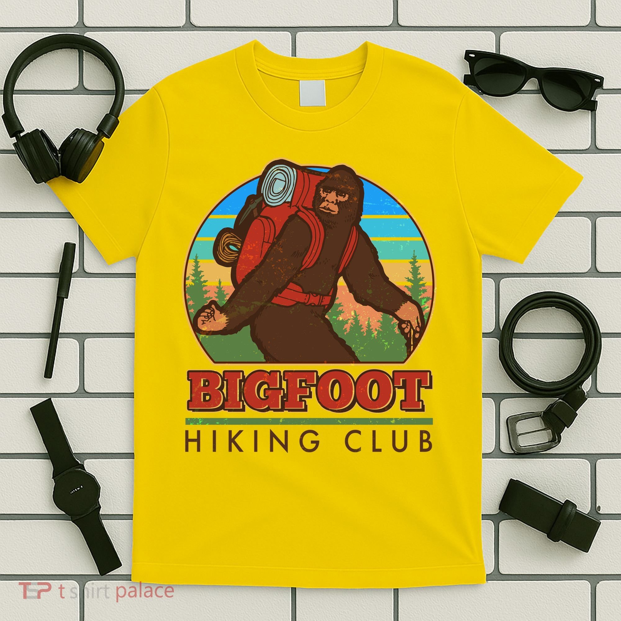 Funny Vintage Bigfoot Hiking Club T-Shirt