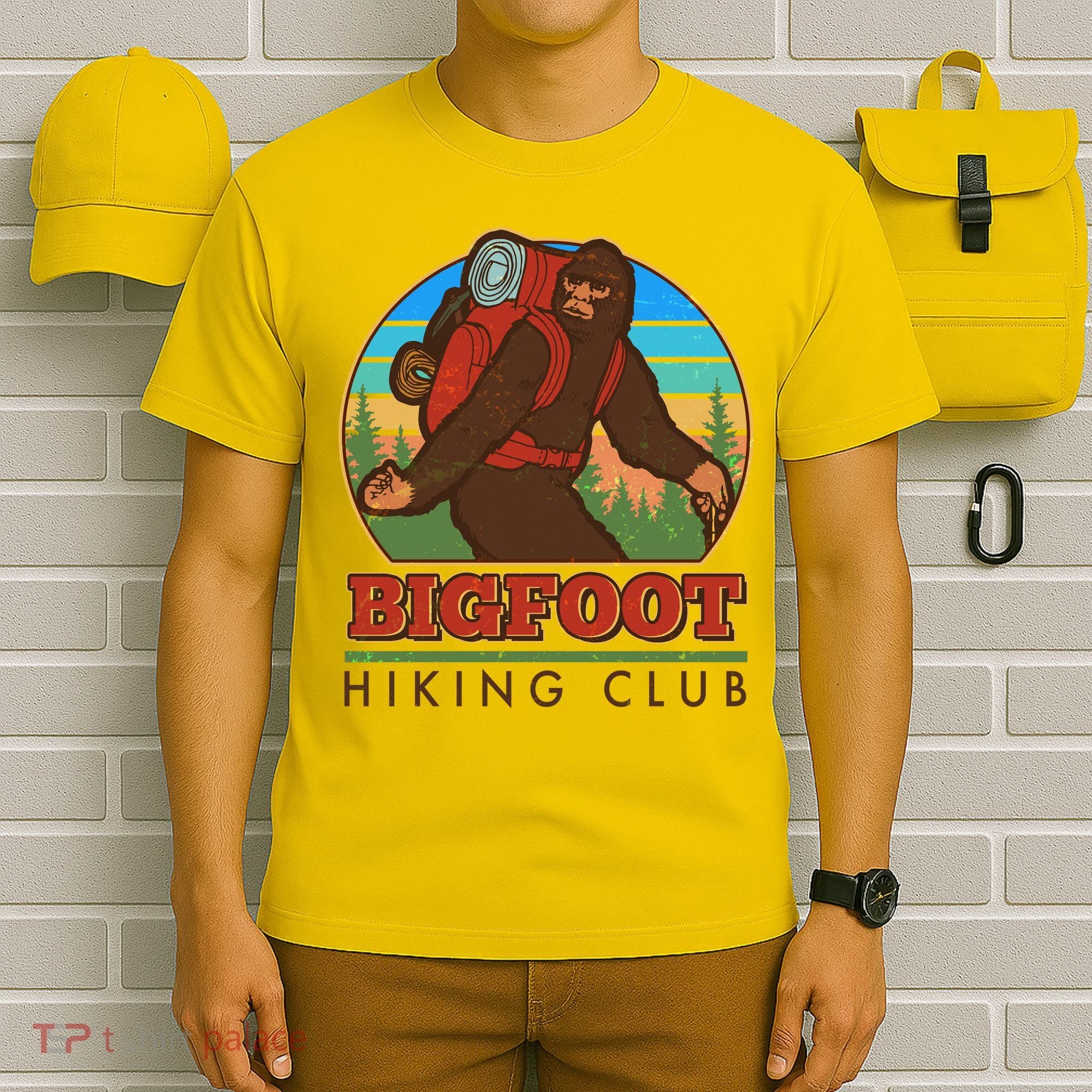 Funny Vintage Bigfoot Hiking Club T-Shirt