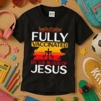 Fully Vaccinated By The Blood Of Jesus Gift For A For Jesus Kids T-Shirt thumb 3