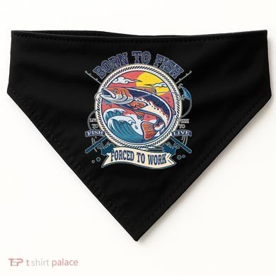 Funny Vintage Born To Fish Force To Work USA-Made Doggie Bandana