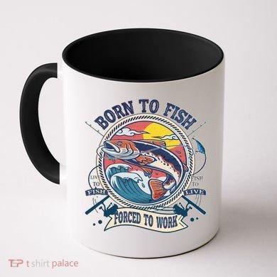 Funny Vintage Born To Fish Force To Work Coffee Mug