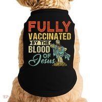 Fully Vaccinated By The Blood Of Jesus Funny Christian Doggie Tank thumb 0