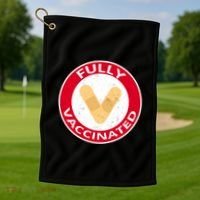 Fully Vaccinated Brandade Funny Pandemic Golf Towel thumb 1