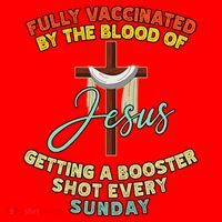 Fully Vaccinated By The Blood Of Jesus Getting A Booster Shot Every Sunday Santa Hat thumb 1