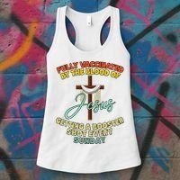 Fully Vaccinated By The Blood Of Jesus Getting A Booster Shot Every Sunday Women's Tank Top thumb 3