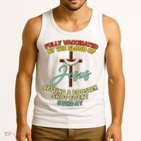Fully Vaccinated By The Blood Of Jesus Getting A Booster Shot Every Sunday Tank Top thumb 3