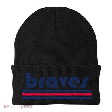 Funny Vintage Braves Retro Three Stripe Weathered 2dark Beanie