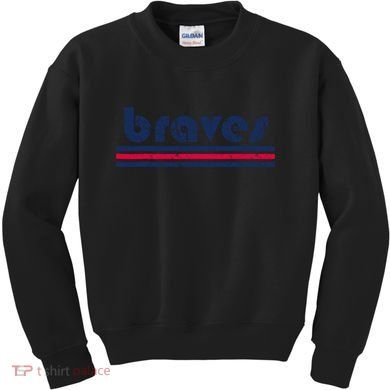Funny Vintage Braves Retro Three Stripe Weathered 2dark Kids Sweatshirt