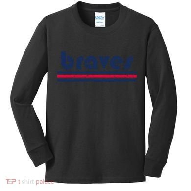 Funny Vintage Braves Retro Three Stripe Weathered 2dark Kids Long Sleeve Shirt