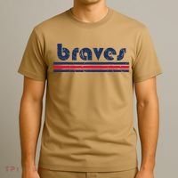 Funny Vintage Braves Retro Three Stripe Weathered 2dark T-Shirt thumb 3