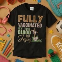 Fully Vaccinated By The Blood Of Jesus Kids T-Shirt thumb 3
