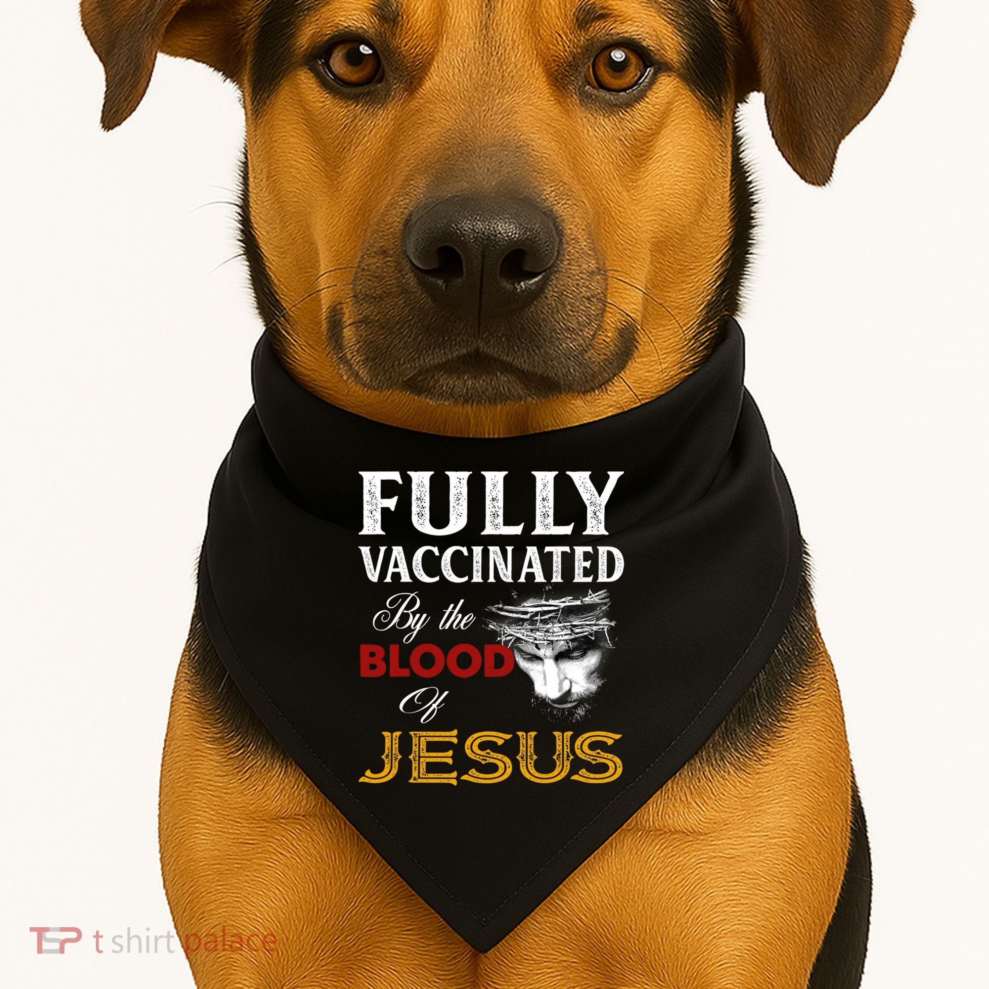 Fully Vaccinated By The Blood Of Jesus Cute Gift USA-Made Doggie Bandana