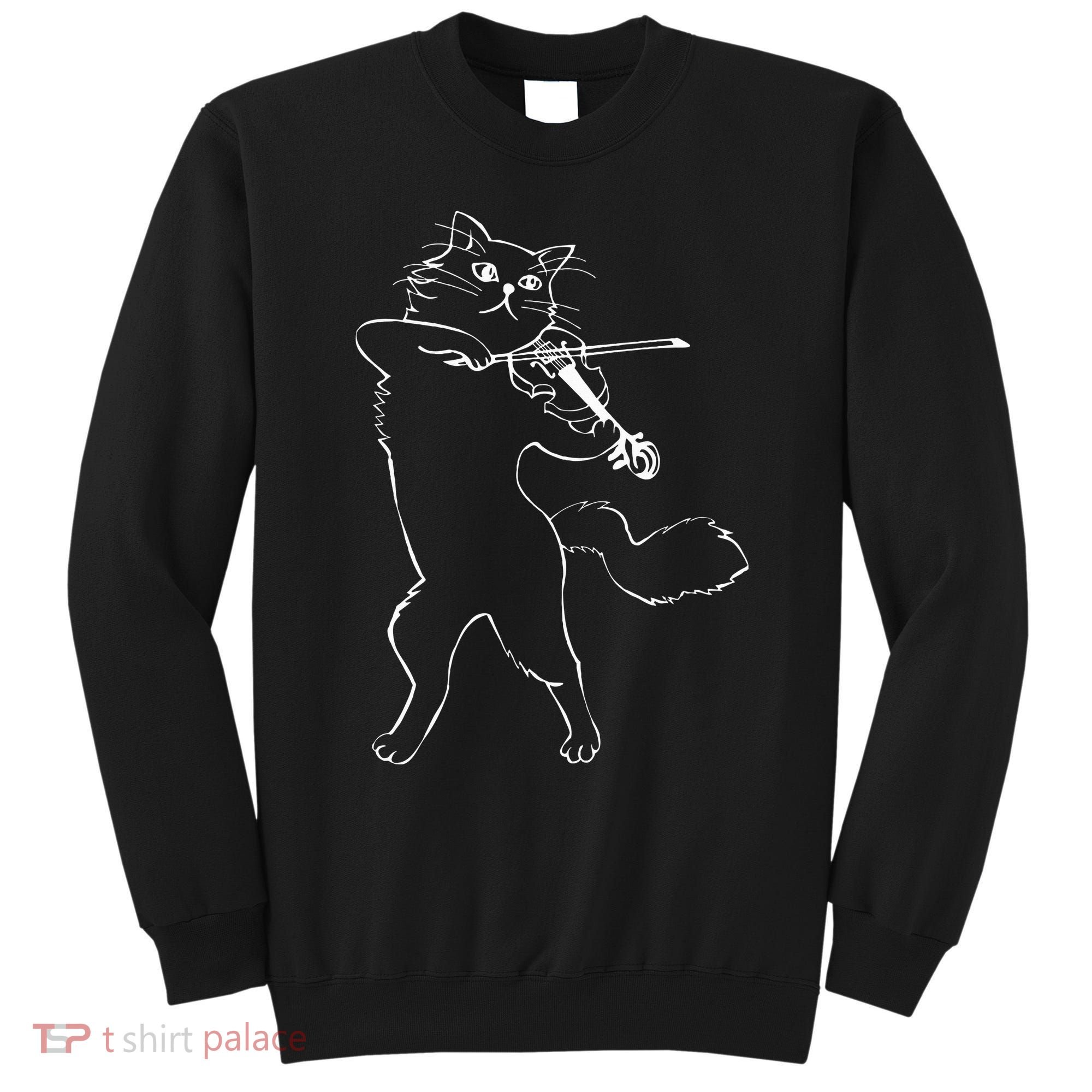 Fiddle Violin Cat Musician Instrument Band Strings Sweatshirt