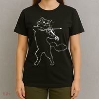 Fiddle Violin Cat Musician Instrument Band Strings T-Shirt thumb 4