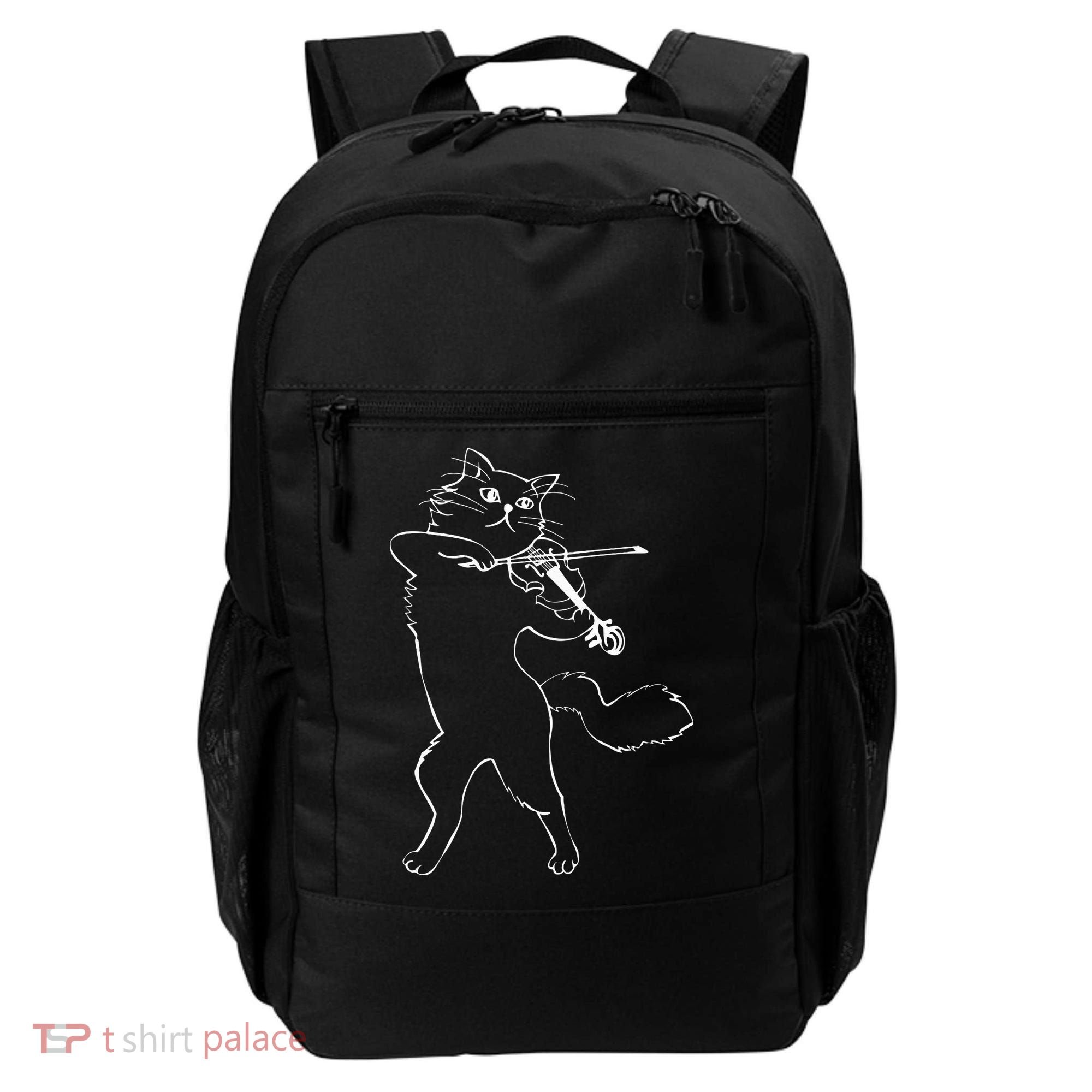 Fiddle Violin Cat Musician Instrument Band Strings Backpack