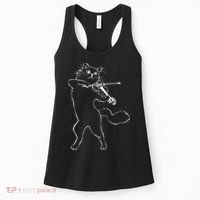 Fiddle Violin Cat Musician Instrument Band Strings Women's Tank Top thumb 0